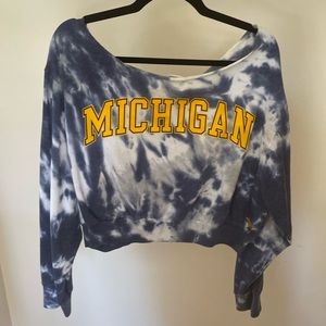 Victoria’s Secret PINK University of Michigan Oversized Cropped Hoodie Tie Dye